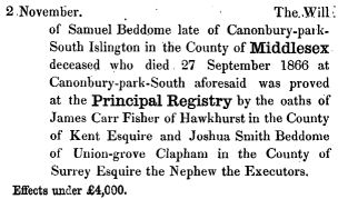 Samuel Beddome - Probate