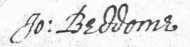 Signature of John Beddome of Stratford