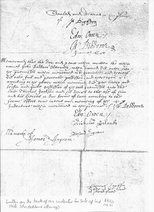 Document featuring John Beddome of Stratford