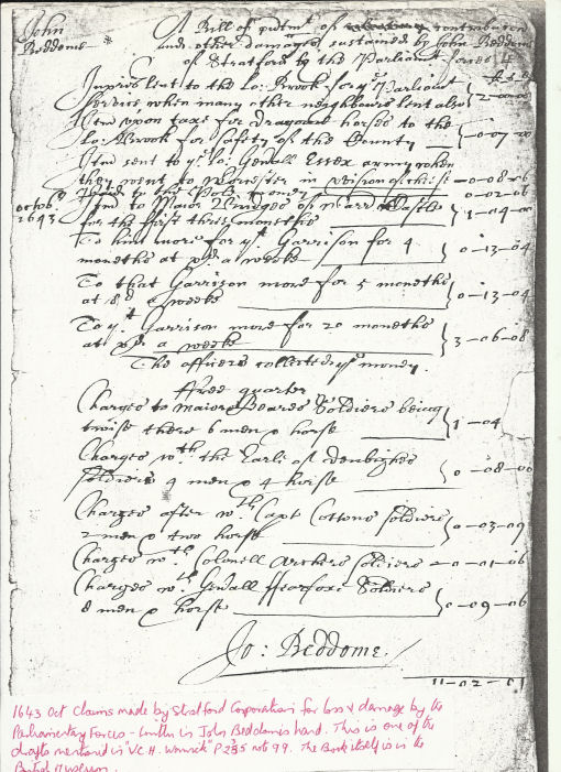 Document featuring John Beddome of Stratford