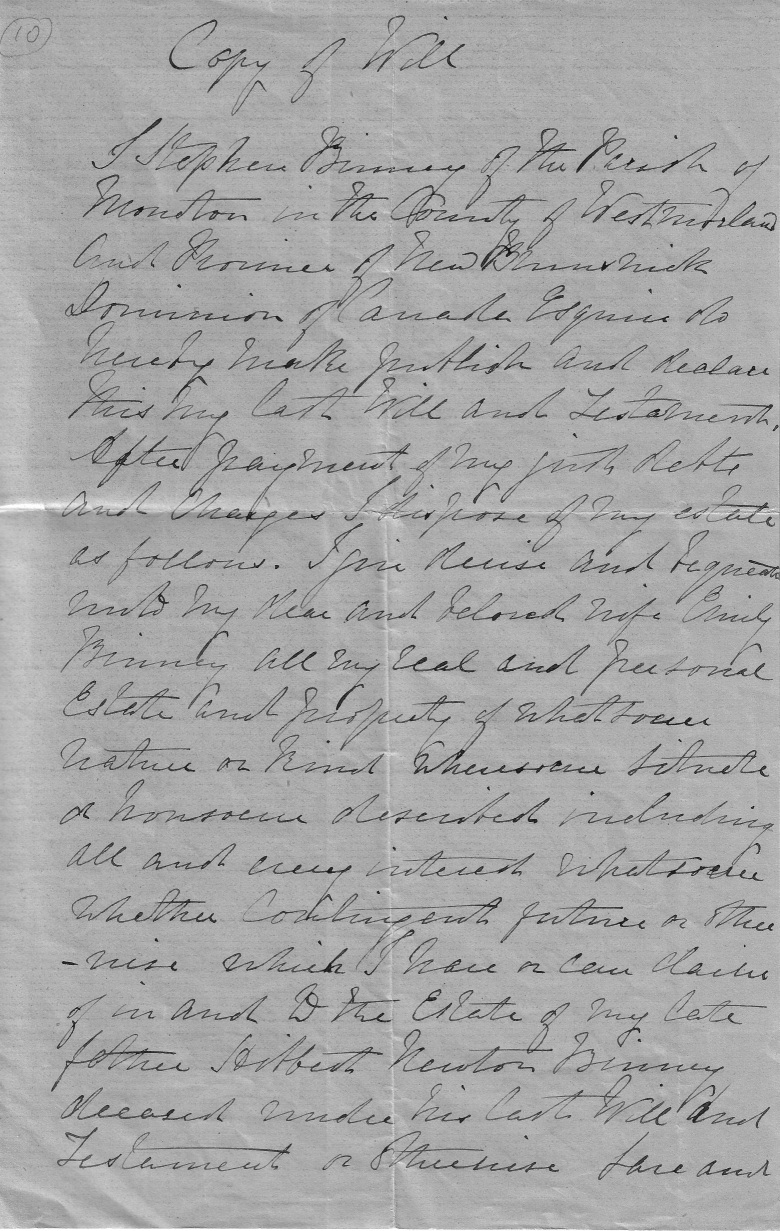 Stephen Binney's will - page 1