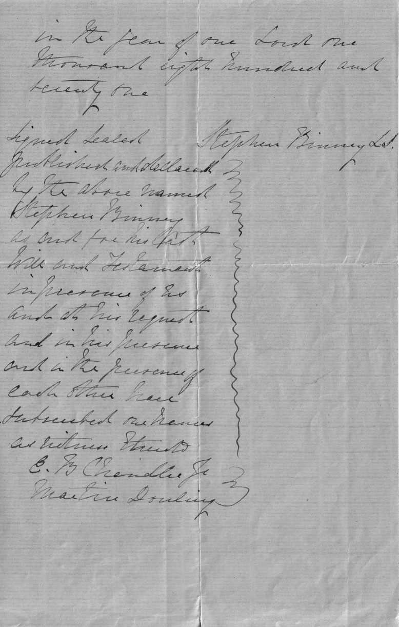 Stephen Binney's will - page 3