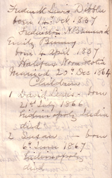Prayer book belonging to Frederick Dibblee
