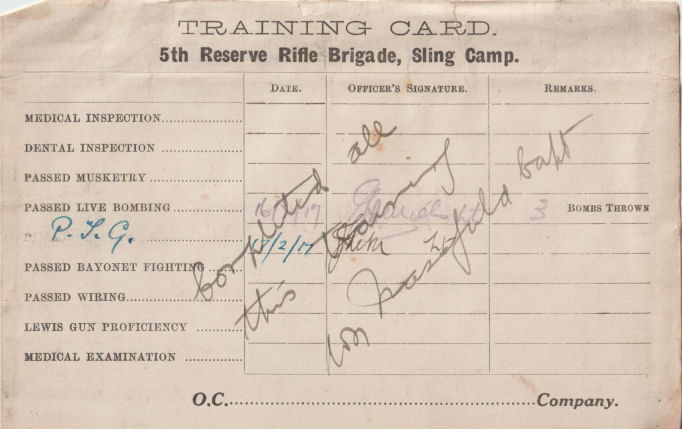 T A Dibblee Territorial Army discharge