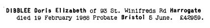 Doris Elizabeth Dibblee Probate