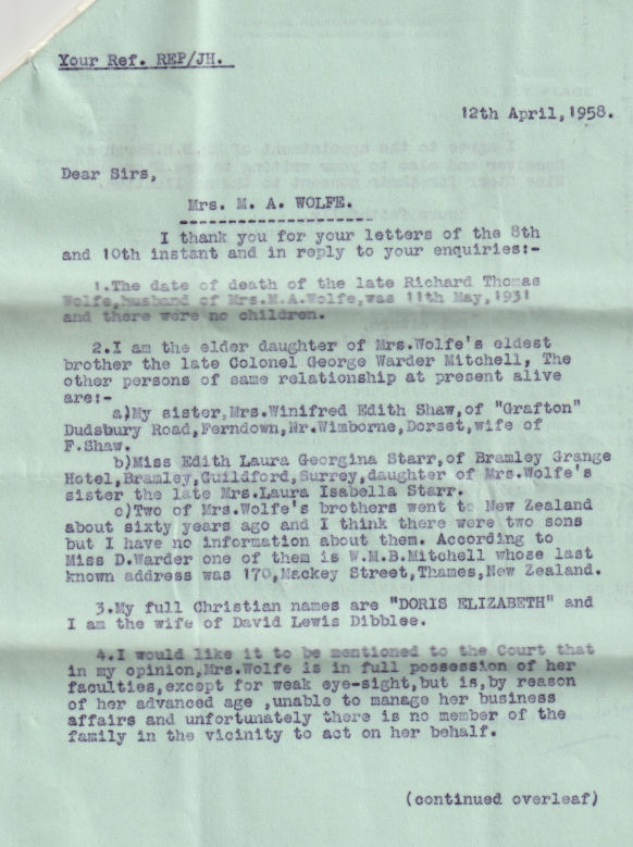 Relatives of Doris Dibblee