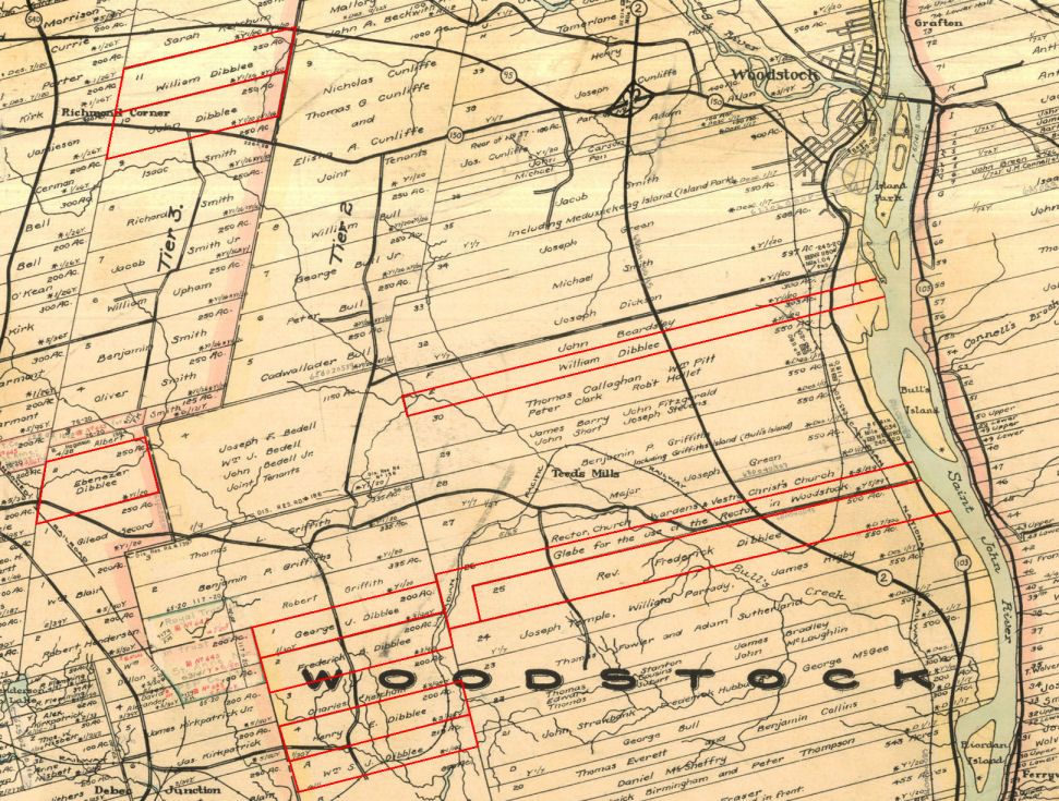 Dibblee plots of land near Woodstock