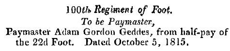 Adam Geddes to be paymaster
