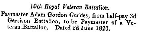 Adam Geddes to be paymaster
