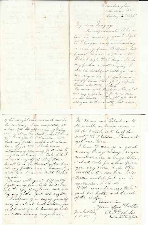 Letter from Andrew Geddes
