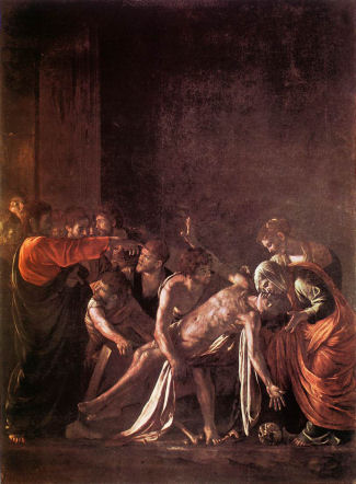 1608-09 The Raising of Lazarus by Caravaggio (1571-1610)