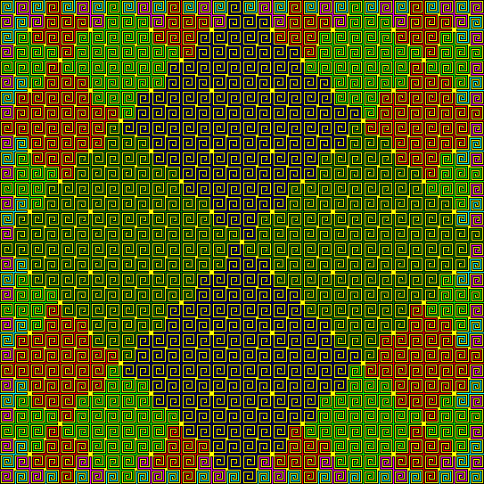 Fractal turning Greek Key - coloured
