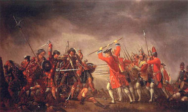Battle of Culloden - 'The Highland attack on the Grenadier Company of Barrell's King's Own Royal Regiment' by David Morier, 1746