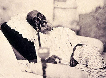 Bahadur Shah Zafar, Emperor of Delhi (1837-57), in captivity in Delhi awaiting trial before being exiled, 1858