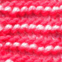Two colours, stocking stitch, double rows