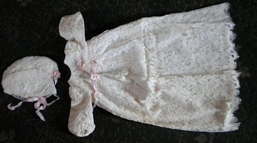 Lace christening dress and hat