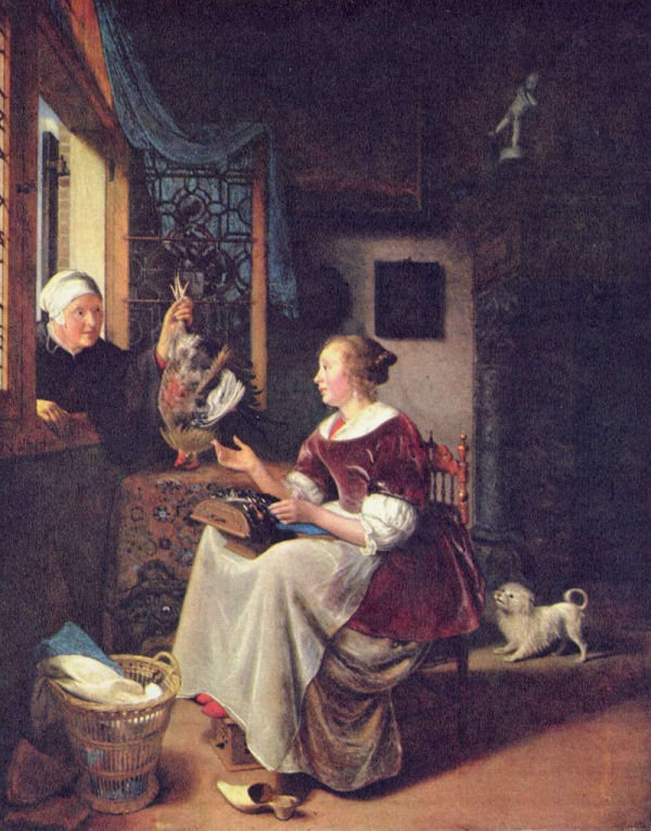Lacemaker by Pieter Cornelisz van Slingelandt