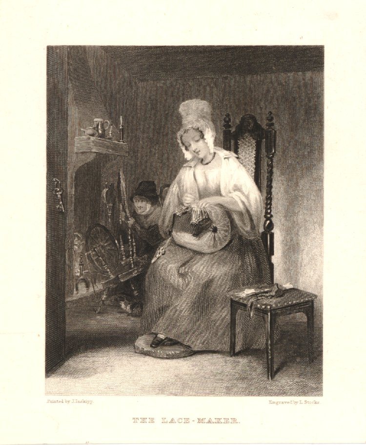 A Girl Making Lace by James Inskipp