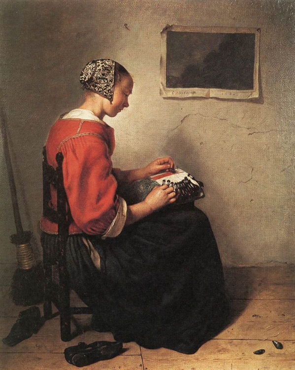 Lacemaker by Caspar Netscher