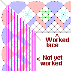 Bobbin lace corner pattern