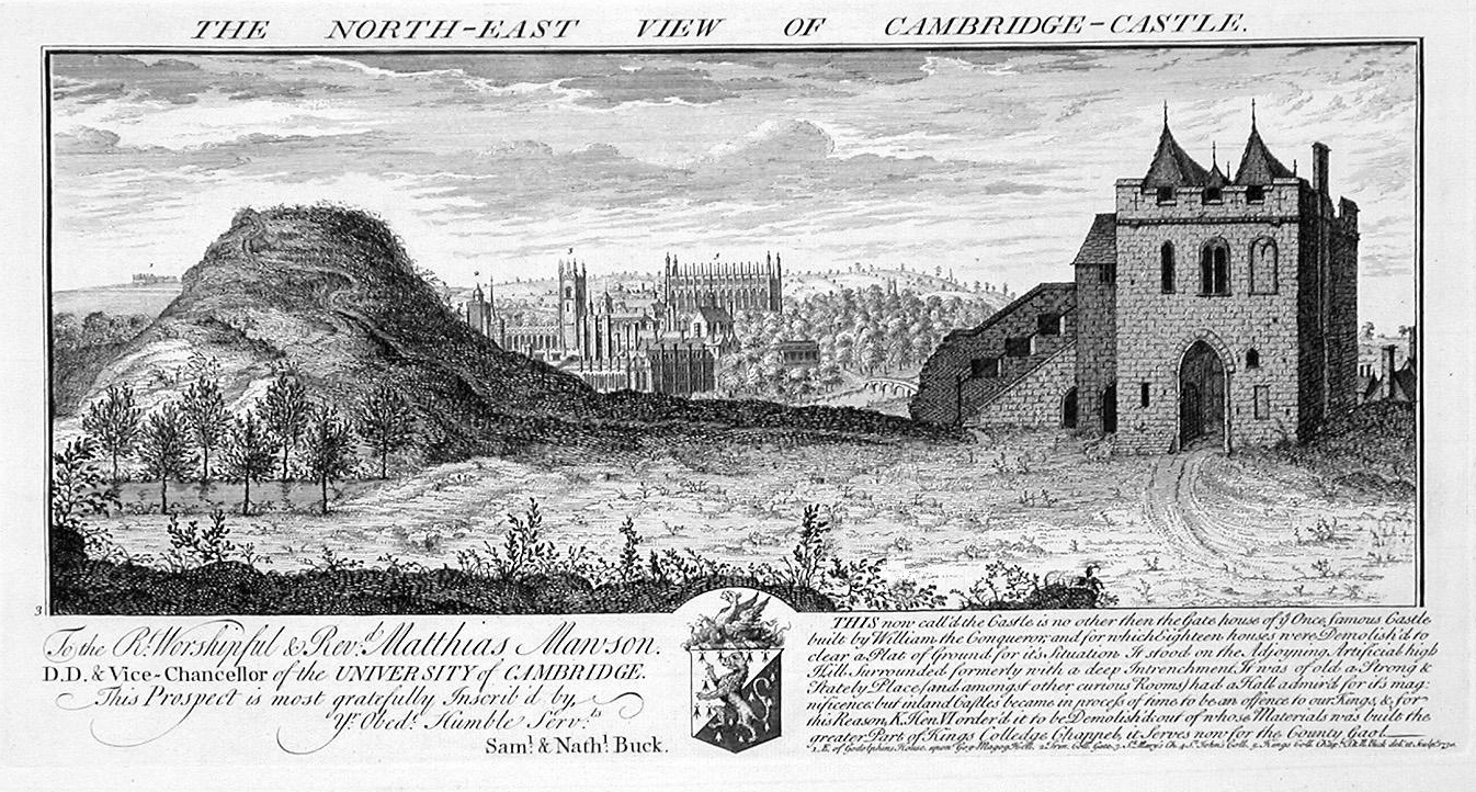old engraving showing Cambridge castle