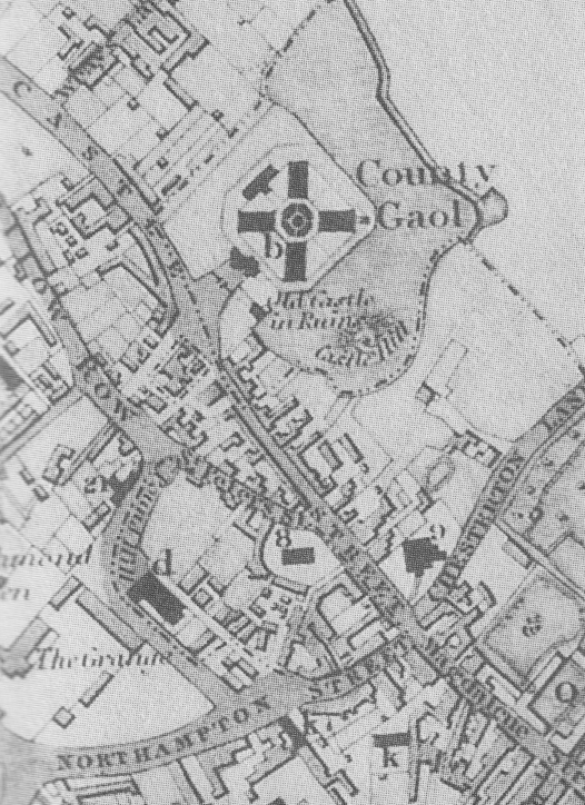 old map showing Cambridge castle
