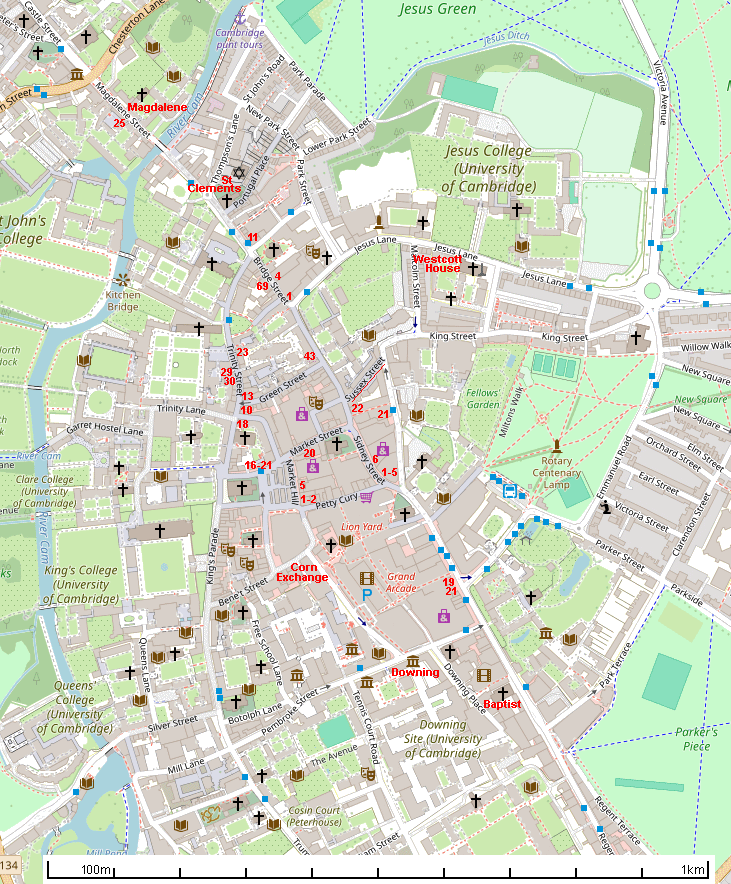 Map of Features of buildings in Cambridge