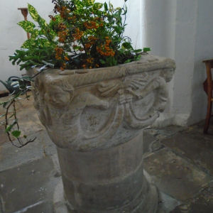 12th-century font in St Peters Church