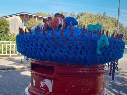 Yarn bombing on letter box