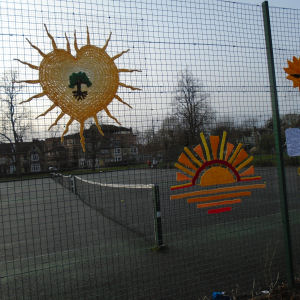 Yarn bombing on Jesus Green