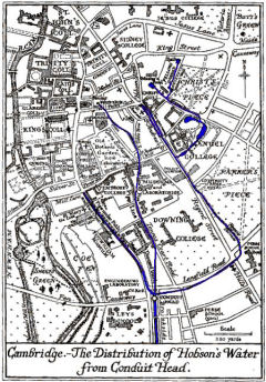 Map of Cambridge showing Hobson's conduit