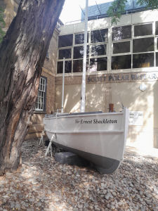 Shackleton's boat, outside Scott Polar Museum